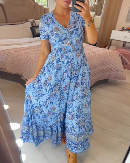 📢📢50% OFF!!⏰Floral Print V-neck Dress