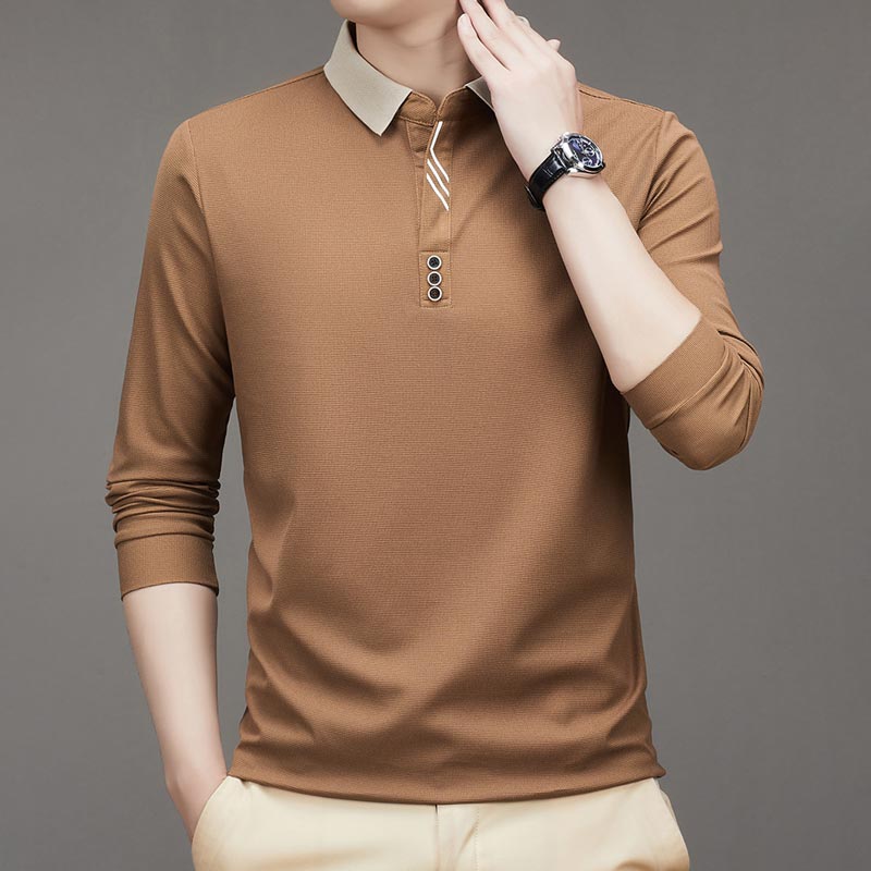 🔥Men's Business Casual Solid Color Lapel Base T-shirt