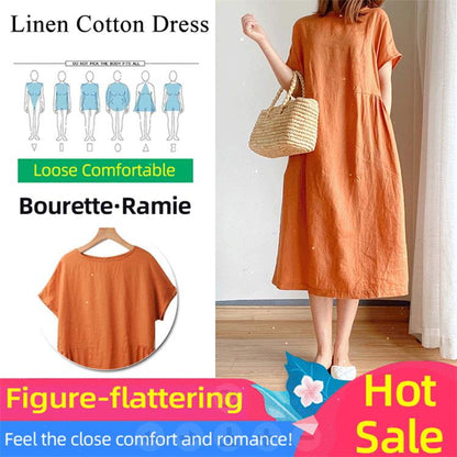 💃Loose Cotton And Linen Dress!