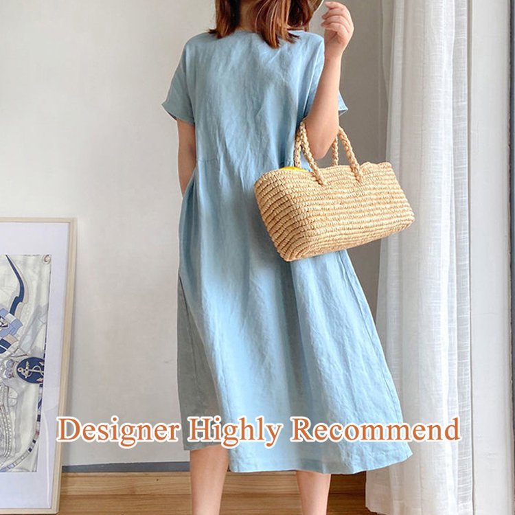 💃Loose Cotton And Linen Dress!