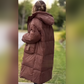 Women's Mid-Length Warm Windproof Quilted Puffer Coat With Hood