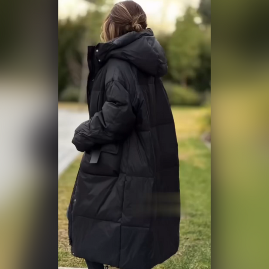 Women's Mid-Length Warm Windproof Quilted Puffer Coat With Hood