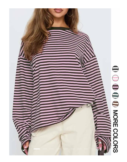 🔥LAST DAY SALE 50% OFF✨⚡Women's Striped Long Sleeve Top