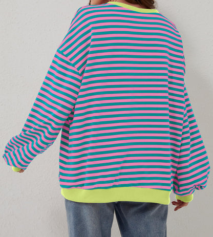 🔥2026 HOT SALE🔥Women's Oversized Striped Long Sleeve Pullover