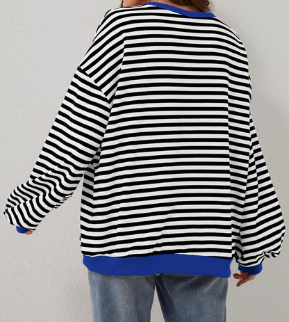 🔥2026 HOT SALE🔥Women's Oversized Striped Long Sleeve Pullover