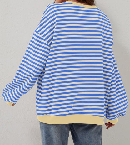 🔥2026 HOT SALE🔥Women's Oversized Striped Long Sleeve Pullover