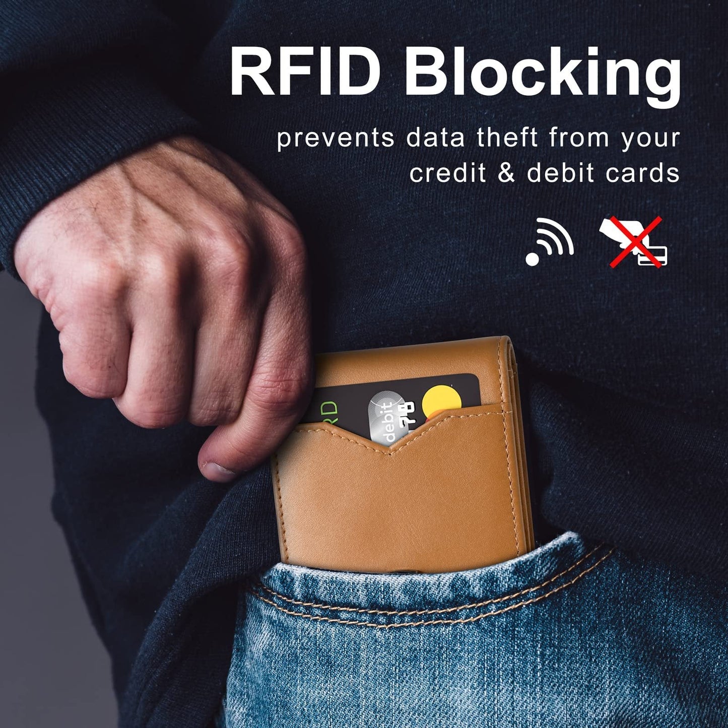 RFID-Blocking Leather and Carbon Fiber Credit Card Holder