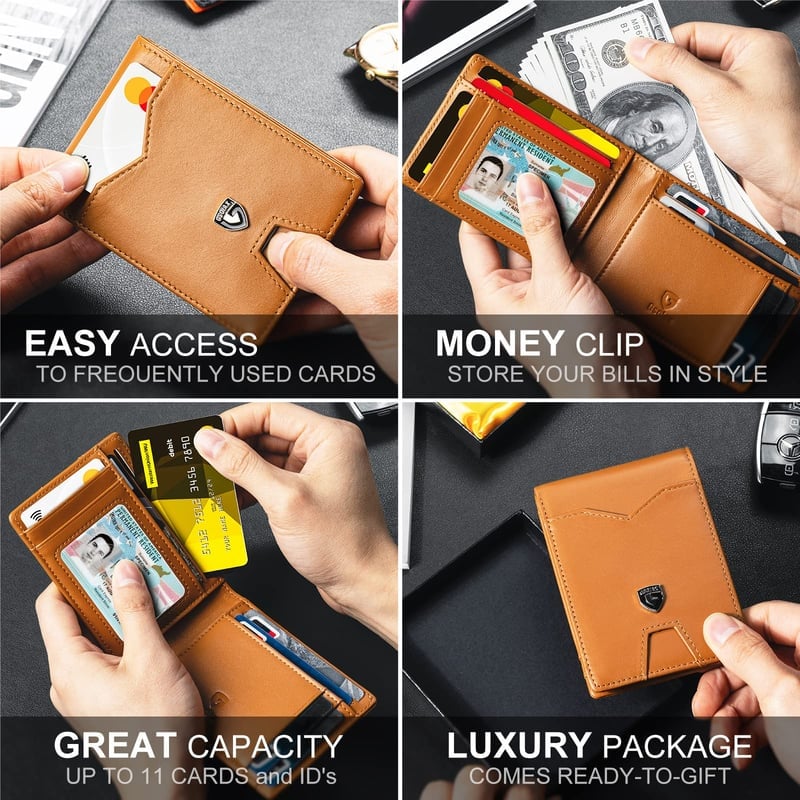 RFID-Blocking Leather and Carbon Fiber Credit Card Holder