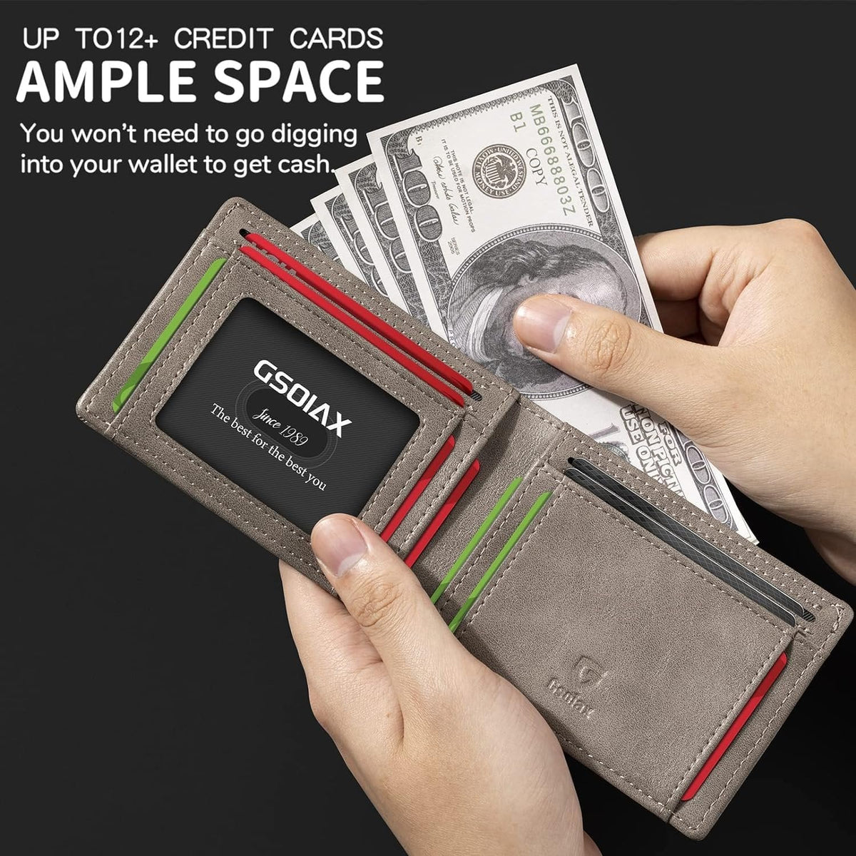 RFID-Blocking Leather and Carbon Fiber Credit Card Holder