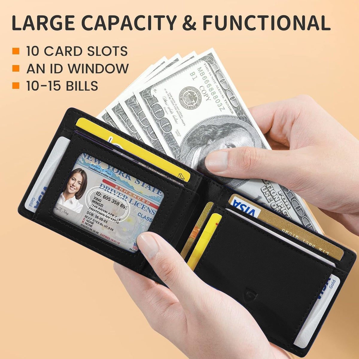 RFID-Blocking Leather and Carbon Fiber Credit Card Holder