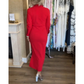 Women's Sexy Red Long Sleeve Lapel Dress