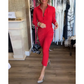 Women's Sexy Red Long Sleeve Lapel Dress