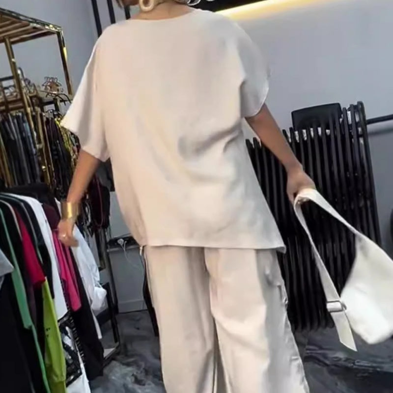 Women's Round Neck T-Shirt and Trousers Two-Piece Suit💕Free Shipping