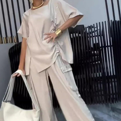 Women's Round Neck T-Shirt and Trousers Two-Piece Suit💕Free Shipping
