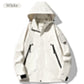 Outdoor Waterproof Windproof Solid Zipper Hooded Jacket