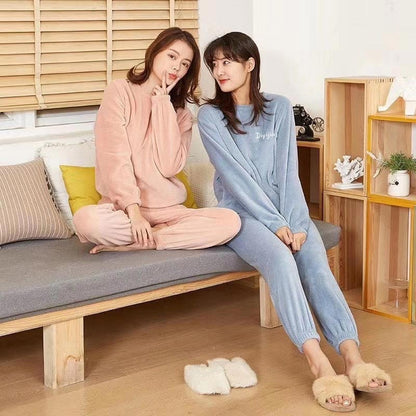 Women’s Loose Warm Coral Plush Pajamas Set