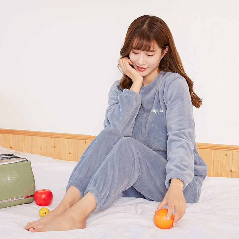 Women’s Loose Warm Coral Plush Pajamas Set