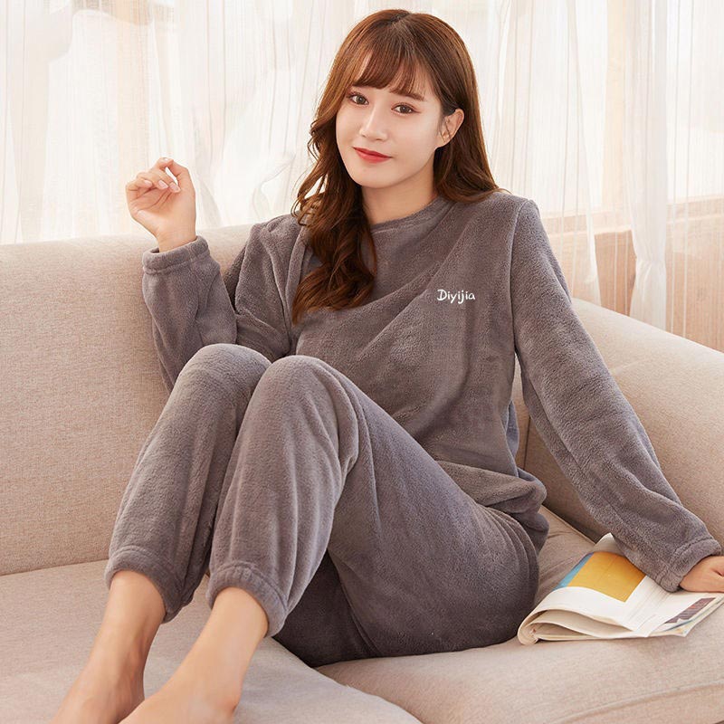 Women’s Loose Warm Coral Plush Pajamas Set