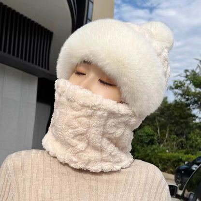 Women's Winter Warm Windproof Plush Scarf Hat