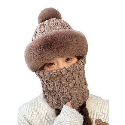 Women's Winter Warm Windproof Plush Scarf Hat