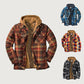 Quilted lined plaid jacket with hood for men
