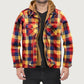 Quilted lined plaid jacket with hood for men