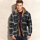 Quilted lined plaid jacket with hood for men