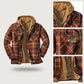 Quilted lined plaid jacket with hood for men