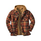 Quilted lined plaid jacket with hood for men