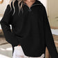 Women's fashion half-zip long-sleeved hooded sweatshirt