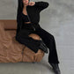 🌟 Women's simple fashion two-piece set easy fit - zipper jacket and wide-leg pants 🌟
