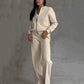 🌟 Women's simple fashion two-piece set easy fit - zipper jacket and wide-leg pants 🌟