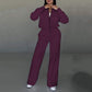 🌟 Women's simple fashion two-piece set easy fit - zipper jacket and wide-leg pants 🌟
