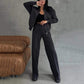 🌟 Women's simple fashion two-piece set easy fit - zipper jacket and wide-leg pants 🌟