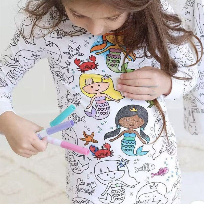 🔥DIY Cartoon Colorable Pajamas for Kids🛒