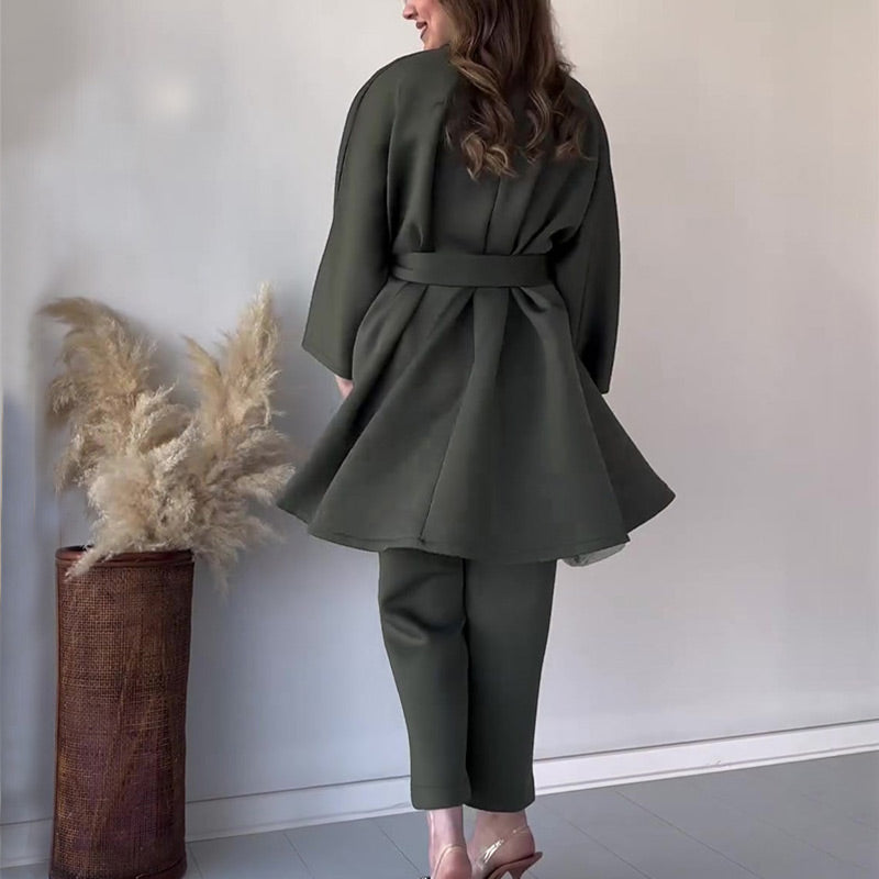 💖Women's Elegant Solid Top & Pants Two-Piece Set