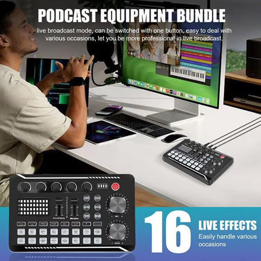 🔥F998 Live Sound Card Audio Mixer, Interfaccia Audio Podcast con Effetti Mixer DJ, Voice Changer con Effetti Sonori per Karaoke Live Streaming Record Gaming🎤