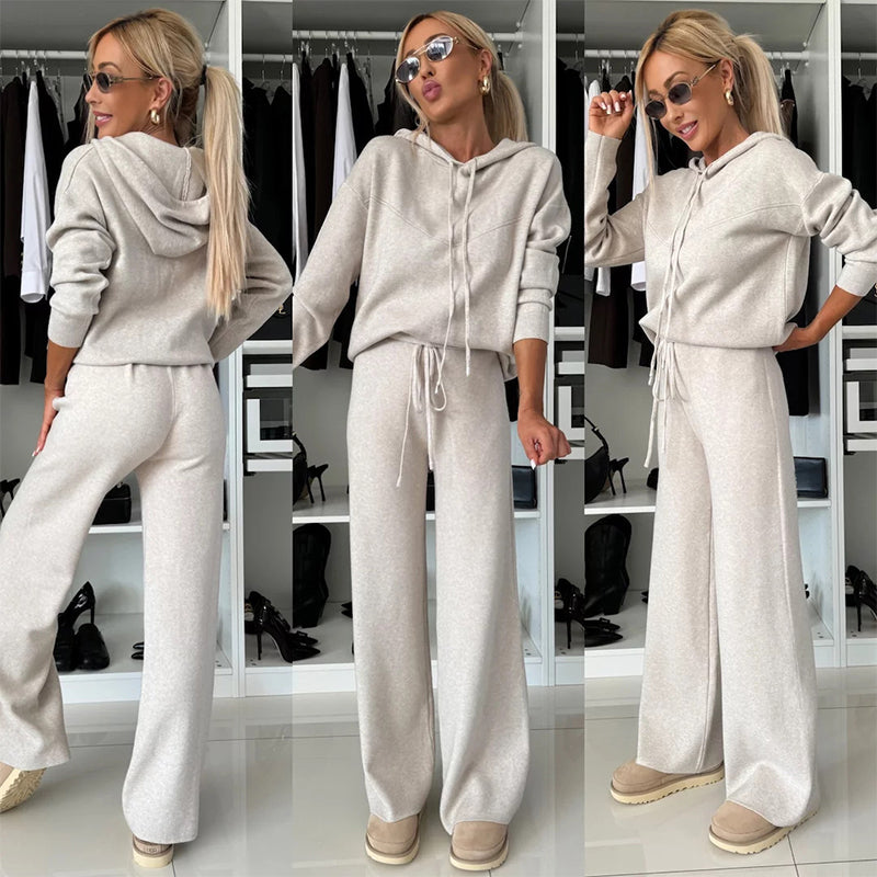Casual Hooded Sweatshirt 2 Piece Set