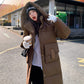 Women's Mid-Length Warm Windproof Quilted Puffer Coat With Hood