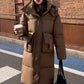 Women's Mid-Length Warm Windproof Quilted Puffer Coat With Hood