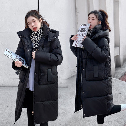 Women's Mid-Length Warm Windproof Quilted Puffer Coat With Hood