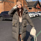 Women's Mid-Length Warm Windproof Quilted Puffer Coat With Hood