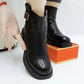 Women's Plush Zipper Chunky Ankle Boots
