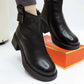 Women's Plush Zipper Chunky Ankle Boots