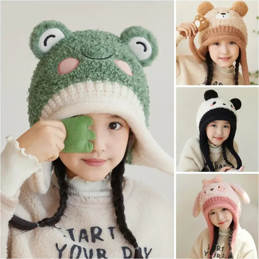 Plush Animal Beanie Hat with Ear Flap