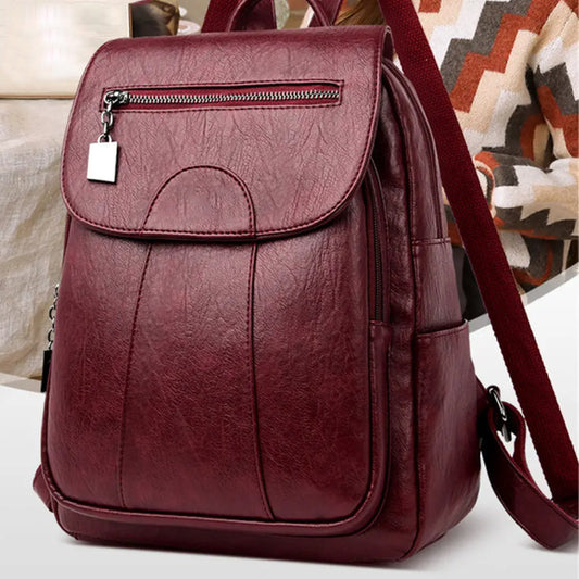 Women's Anti-Theft Leather Backpack