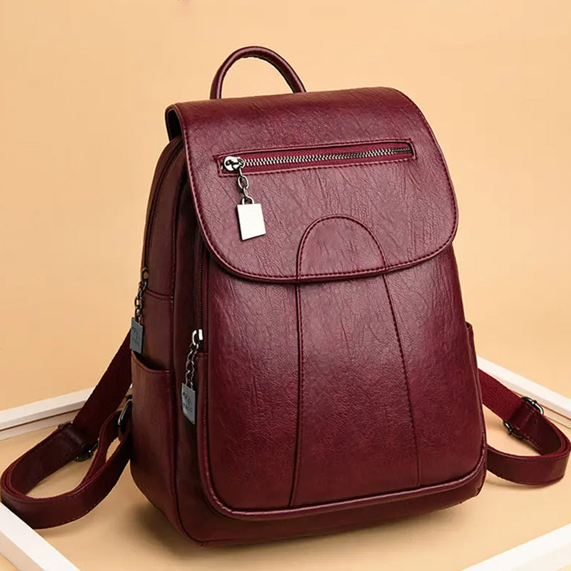 Women's Anti-Theft Leather Backpack
