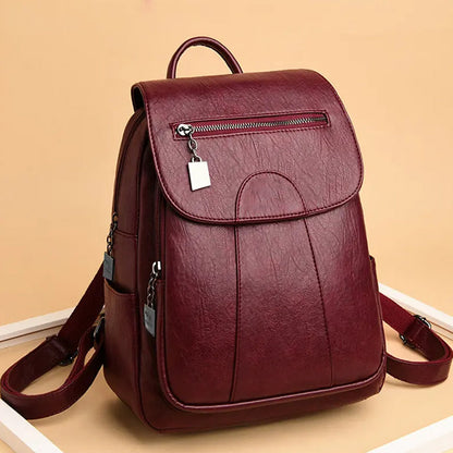 Women's Anti-Theft Leather Backpack