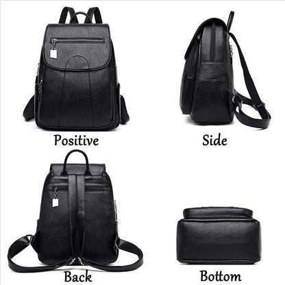 Women's Anti-Theft Leather Backpack