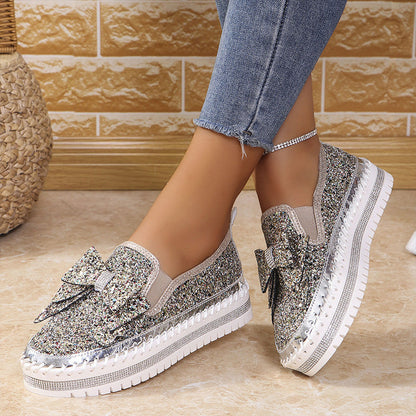 💥Hot Sales-49% OFF🔥Women's Rhinestones Slip-On Bow Sneakers